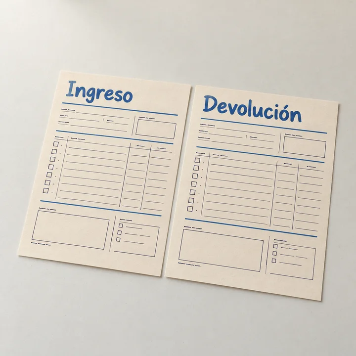 Fichas de ingreso y devolución